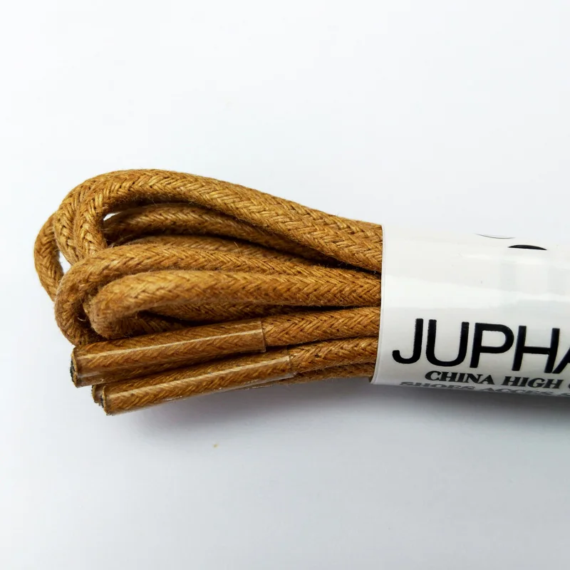 JUP1-12 Pair Khaki Laces Waxed Round Shoelaces Sneaker Laces Solid Polyester Twisted Boots Shoes High Quality Brand Fashion Lace