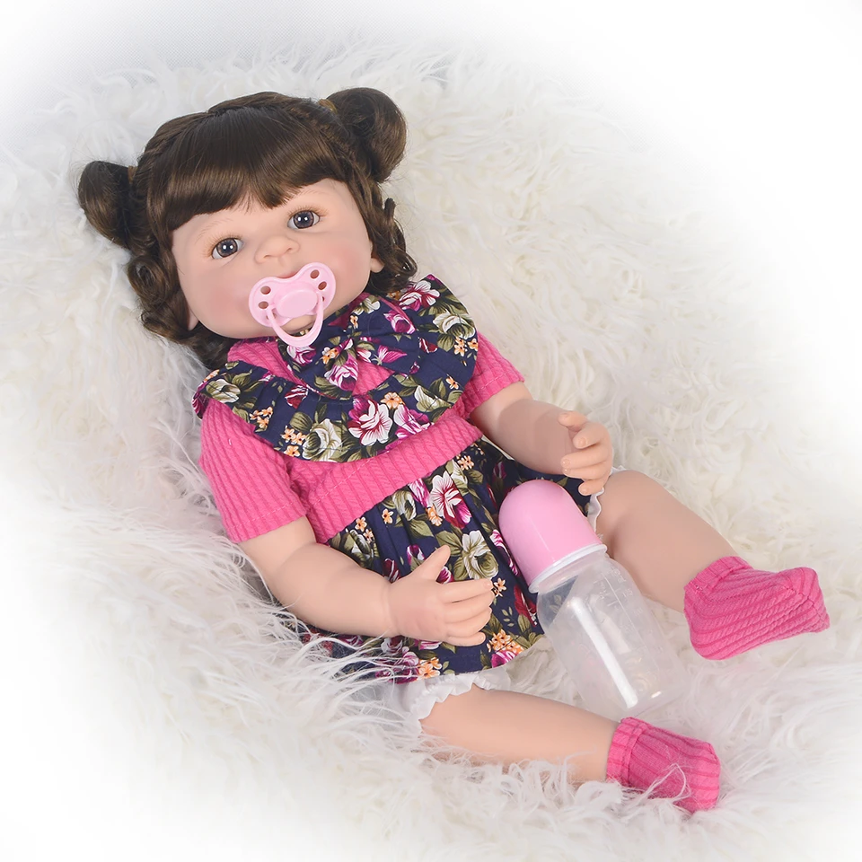 KEIUMI 22 ''Reborn baby girl полный корпус силиконовые модные детские куклы Дети Boneca Reborn DIY игрушки настоящая принцесса с изогнутыми волосами