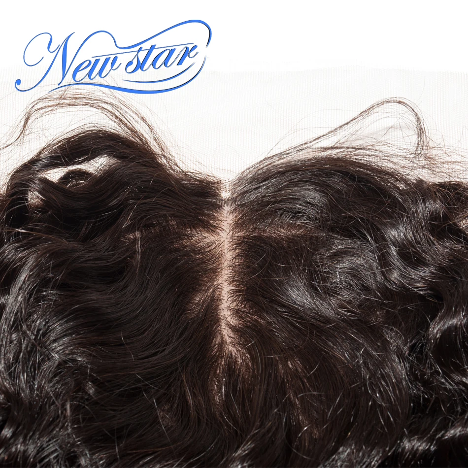Brazilian Center Silk Frontals Deep Wave New Star Hair Pre-Plucked Hairline Closures Bleached Knots 100% Virgin Human Hair