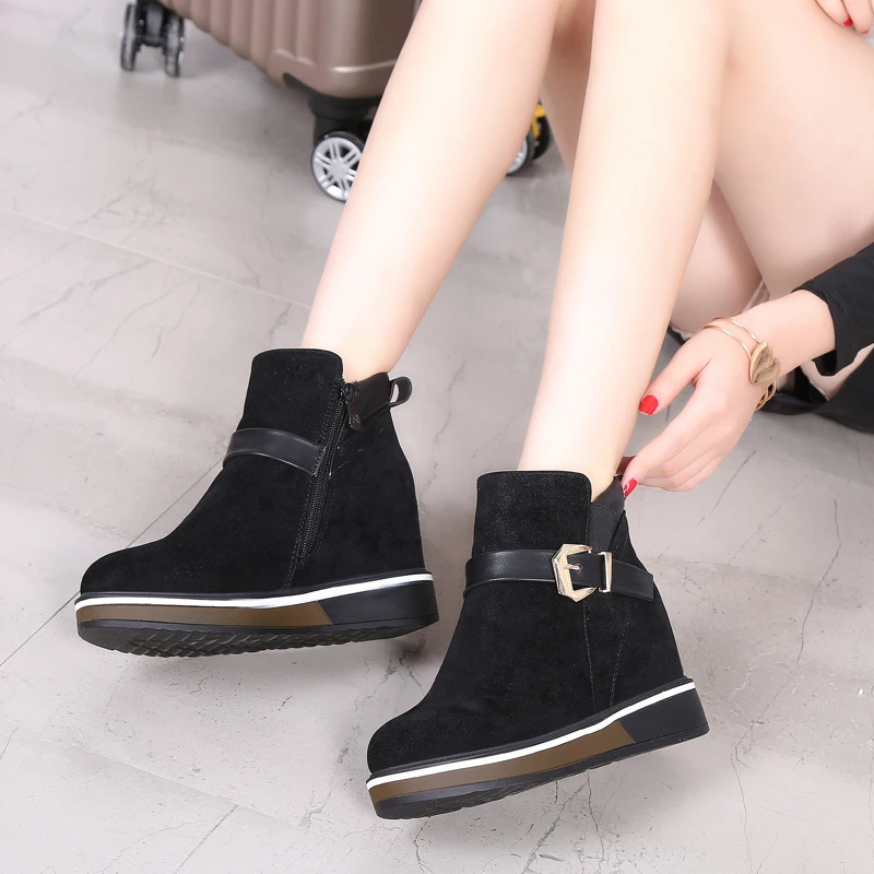 

Women boots 2018 winter newe retro Martin boots increased genuine leather women snow boots winter & autumn ankle boots