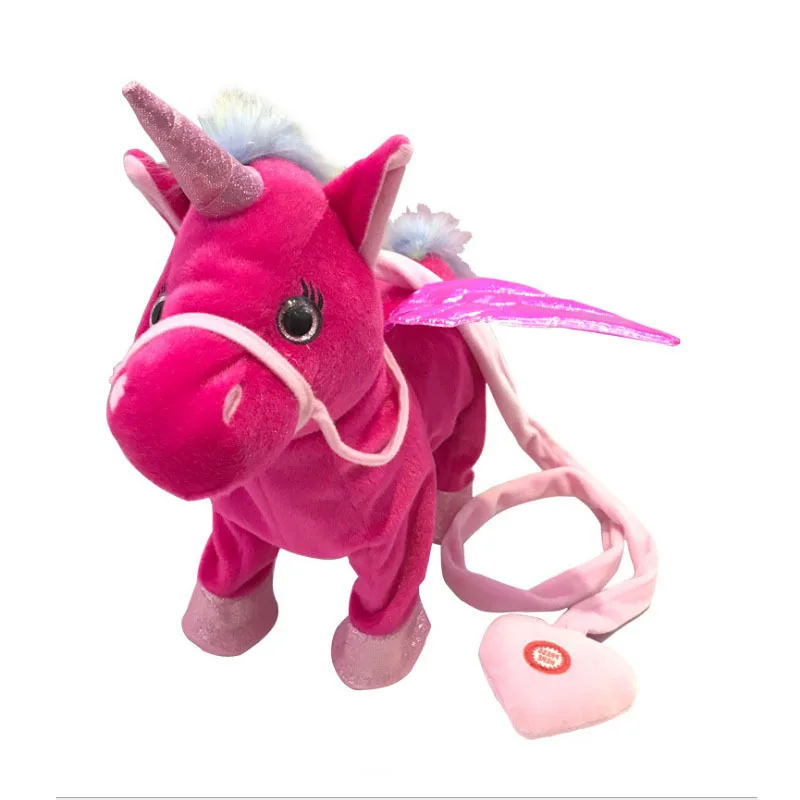 Волшебная электрическая ходячая плюшевая игрушка единорог чучело игрушка Электронная Музыка игрушечный Единорог для детей рождественские подарки - Цвет: Red