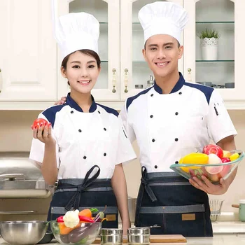 

(10 sets-Hat&Shirt&Apron) New style Plus Size Cook Clothes restaurant cook cotton clothes with cap and apron ship by
