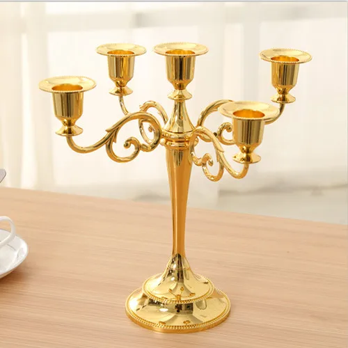 5 Arms Golden Серебряный/золотой/черный/бронзовый металлический подсвечник 5-arms/3-arms подсвечник канделябры Прямая - Цвет: 5 Arms Golden