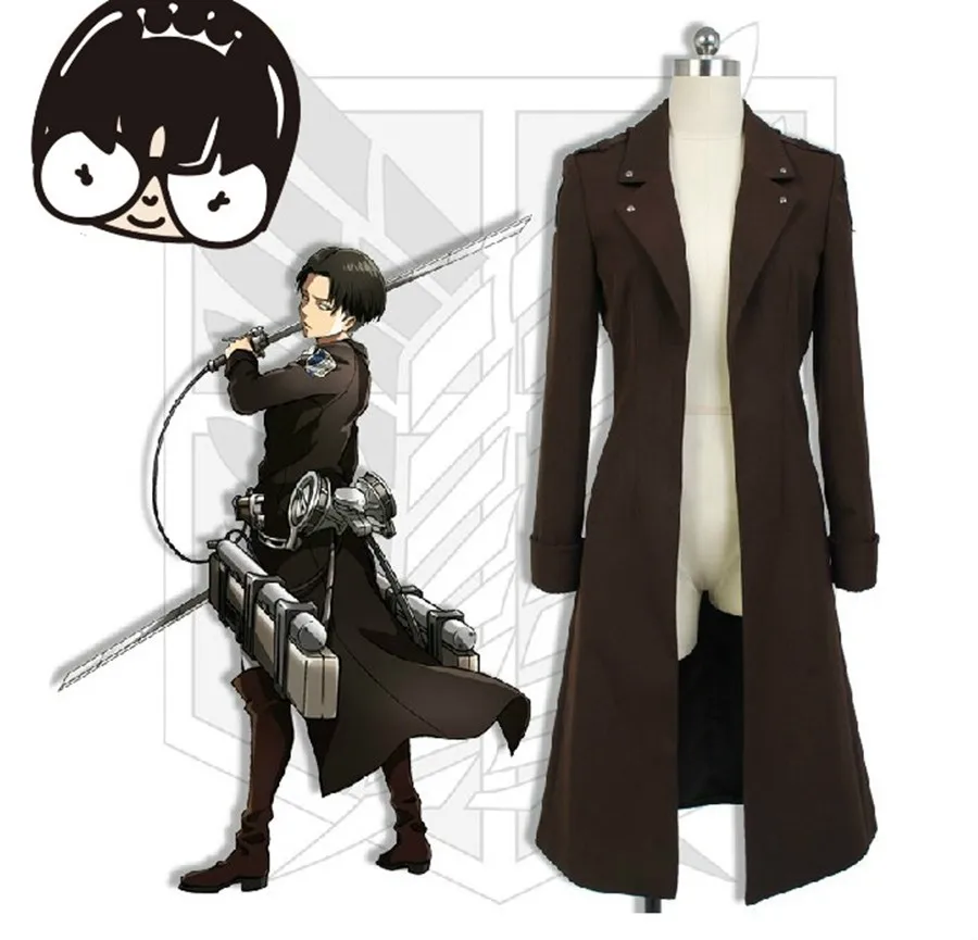 Anime Attack on Titan Trench Coat Men Handsome Brown ...