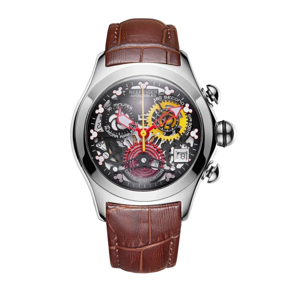 Reef Tiger, женские модные часы, спортивные, швейцарские, Ronda, водонепроницаемые, для движения, скелет, розовое золото, часы, relogio masculino RGA7181