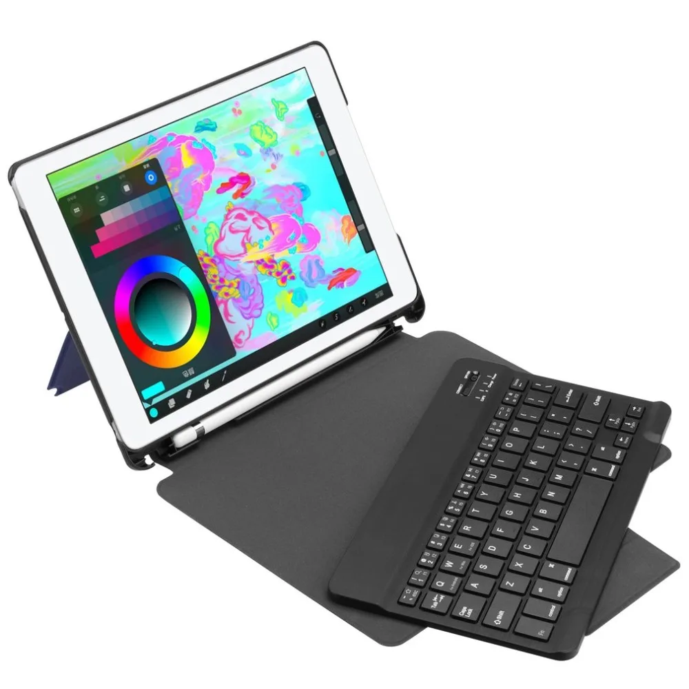 

Bluetooth Keyboard Leather Protective Cover Kickstand Cover For iPad 9.7inch 2017 2018 Detachable Keyboard With Pencil Holder