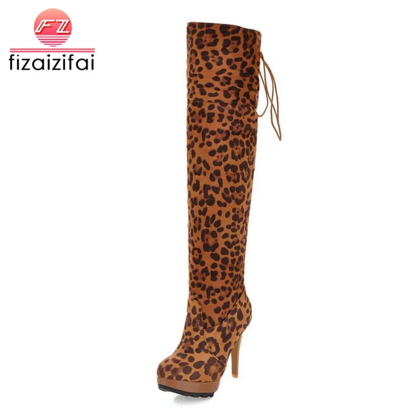 

Coolcept Women Boots High Heels Female Over Knee Shoes Fashion Back Lace Up Botas Brief Platform Winter Footwear Size 34-40