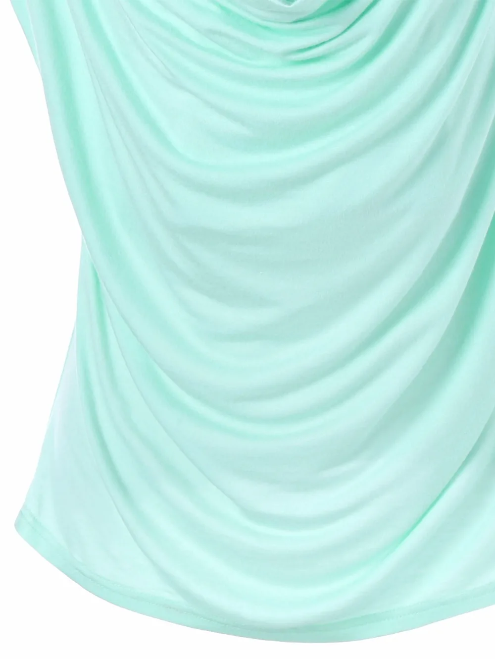 VESTLINDA Ruched Sequined Short Sleeve T-Shirt Women T Shirt Summer Casual Cowl Neck Solid Color Top Fashion Women Clothing Tees 6