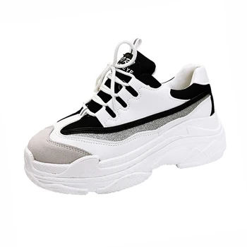 

2019 High Increased Platfrom Women Running Shoes Flat Women Sneakers Breathable Mesh Lady Walking Tennis Female White Sneakers