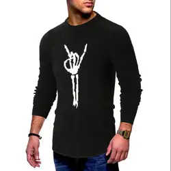 Высокое качество 2019 Новая Мода стилист для мужчин круглый воротник кости руки дизайн печати пуловеры для женщин хип хоп в стиле панк