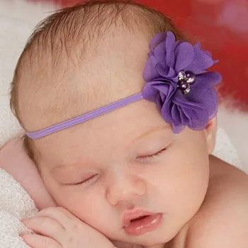 

TWDVS Cute girls Hair Accessories Retail Kids Hair bands Multi Angle Ribbon With Pearl Center Flower Headband H044
