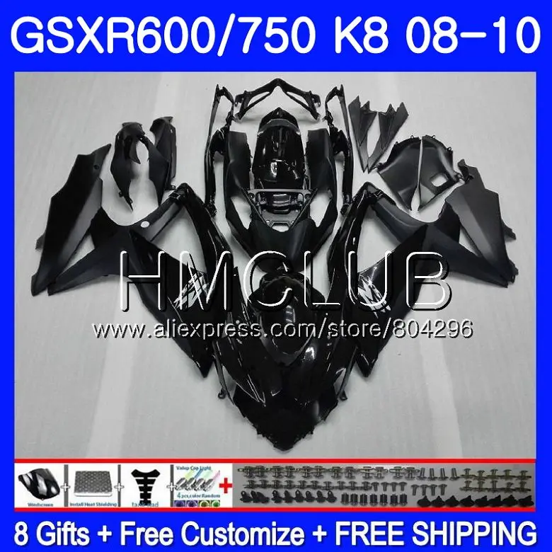 

Body For SUZUKI GSXR 600 GSXR 750 08 10 GSXR600 08 09 10 6HM.0 GSX-R750 GSXR-600 K8 GSXR750 2008 2009 2010 Fairing Glossy black