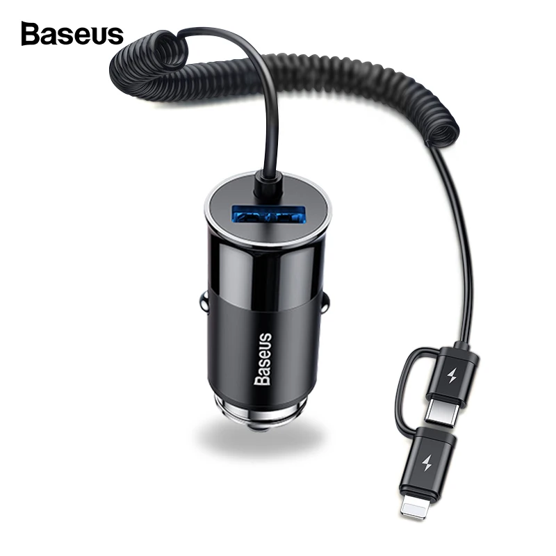 Baseus 4.8A USB سيارة شاحن آيفون سامسونج شياو mi mi سريع سيارة شحن الهاتف المحمول شاحن مع الربيع 2 في 1 كابل يو اس بي Baseus 4.8A USB سيارة شاحن آيفون سامسونج شياو mi mi سريع سيارة شحن الهاتف المحمول شاحن مع الربيع 2 في 1 كابل يو اس بي