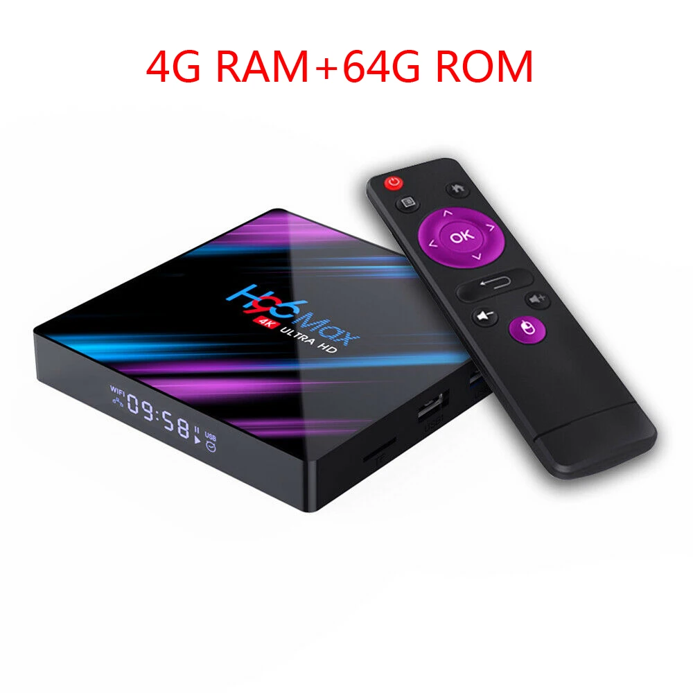 Новейший H96 MAX Android 9,0 Smart tv BOX 4 Гб+ 64 Гб Bluetooth 4K четырехъядерный WiFi Netflix Youtube Google Play домашний аудио медиа - Цвет: 4G 64G