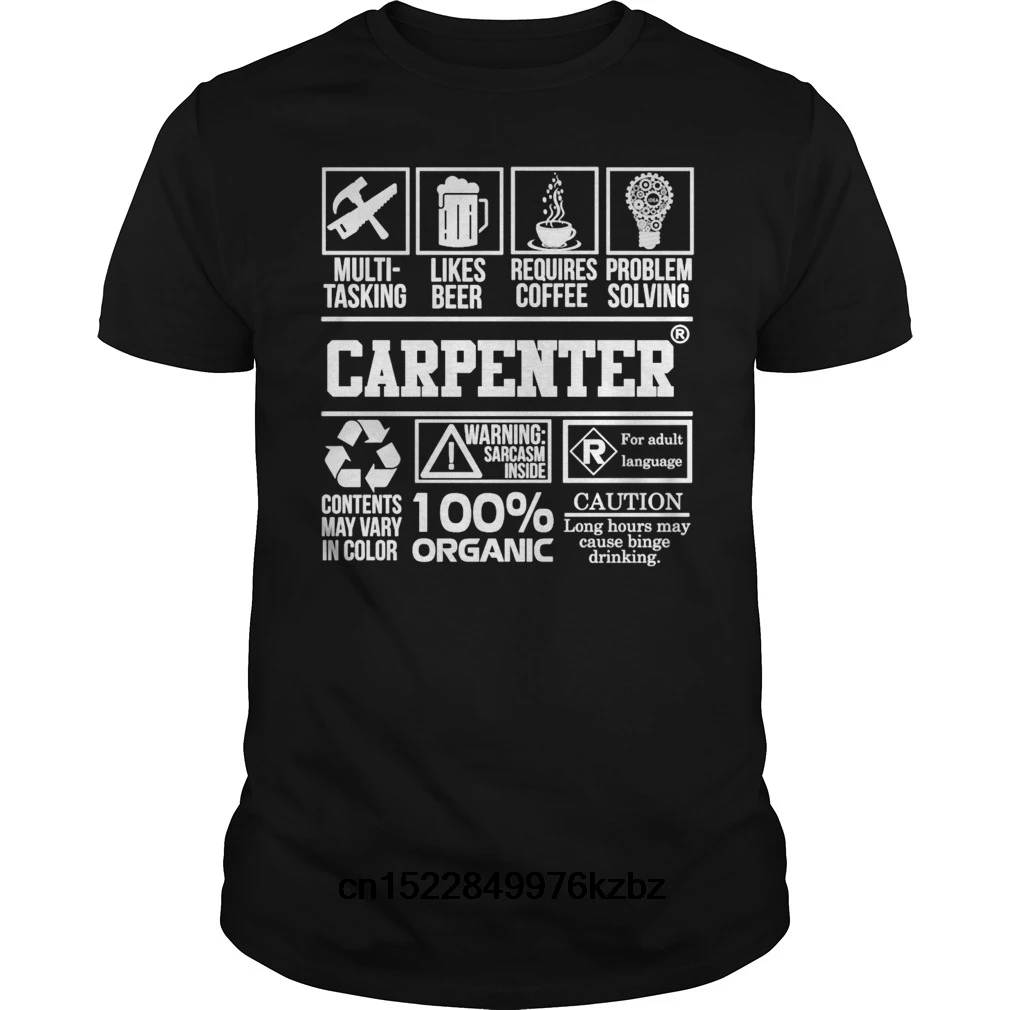Funny Men t shirt  novelty tshirt CARPENTER T Shirt 100 Organic cool T-Shirt Short  Casual  Cotton  Print  Broadcloth