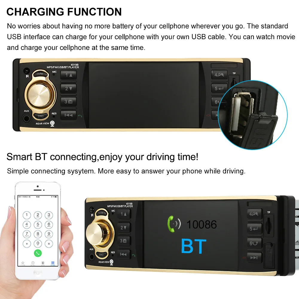 

4.1 inch Automagnitola 1 DIN Car Radio MP5 Player Multimedia BT FM Aux Input for bmw e46 opel insignia astra h isudar kia ceed