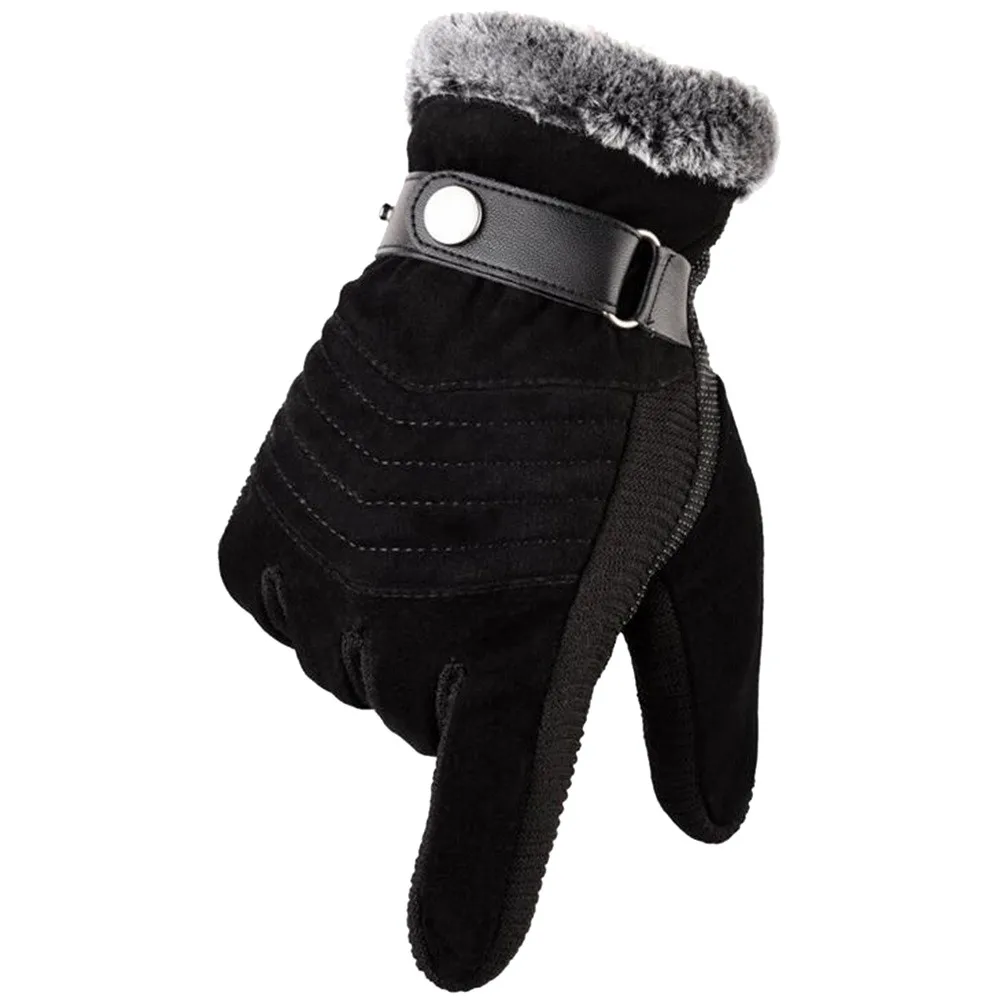 Осенне-зимние мужские мотоциклетные перчатки, велосипедные перчатки, водонепроницаемые ветрозащитные теплые перчатки из свиной кожи, Нескользящие бархатные утолщенные перчатки