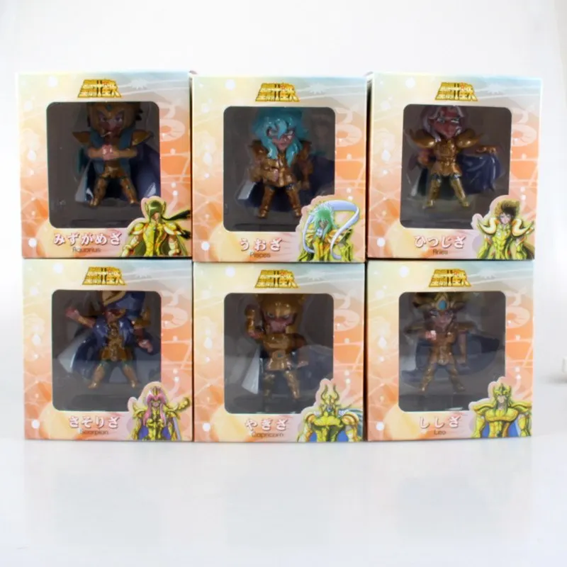 

6pcs/set Cute Saint Seiya Pvc Anime Figure Toy Cartoon Saint Seiya Golden Armor Display Model Toys Children Birthday Gift Jouet