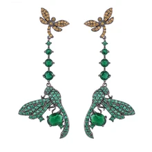 GODKI 58 мм Роскошные Стрекоза красочные кубического циркония CZ обручение для женщин Свадебная вечеринка ночной клуб Серебряный статмент серьги