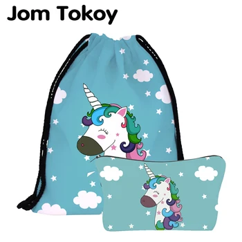 

Jom Tokoy New fashion 2 PCS Printing Women backpack unicorns School backpacks bag Set Combination ASH1004