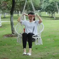 แขวนผ้าฝ้ายเชือกเปลญวนเก้าอี้ Swing ชุดถัก Patio Swing ที่นั่งขี้เกียจ Rocker กลางแจ้งบ้านสวนเฟอร์นิเจอร์