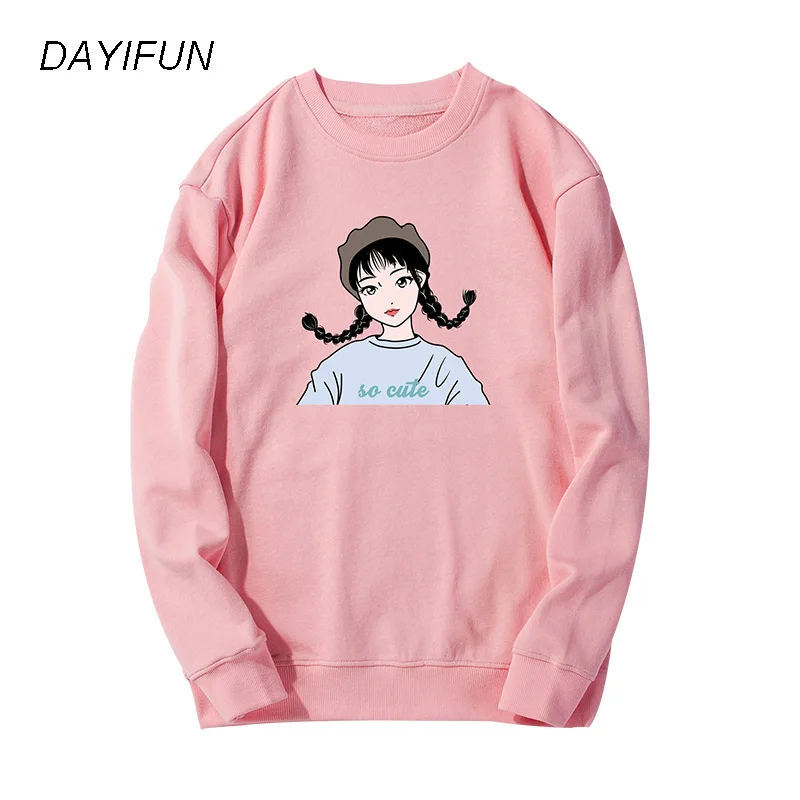 

DAYIFUN New Autumn cotton Couple streetwear Sweatshirt brand Hoodies Woman's Sweatshirt winter coat girl Print hoodies WD004