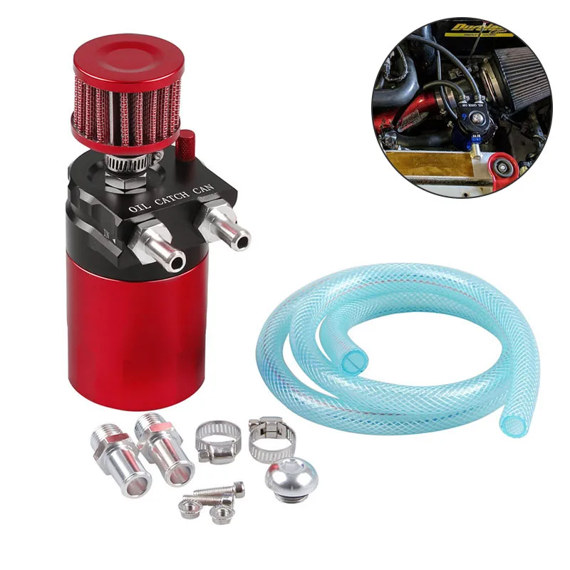 

2019 Oil Catch Can Universal Breather Oil Reservoir Tank Petrol Filter Kit CSL88