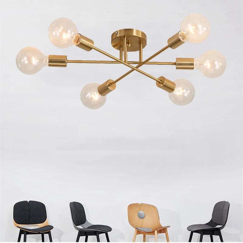 

Modern personality 6 Heads Ceiling Light Nordic Creative Multiple lever metal E27 Ceiling Lamp for Foyer Bedroom Restaurant Bar