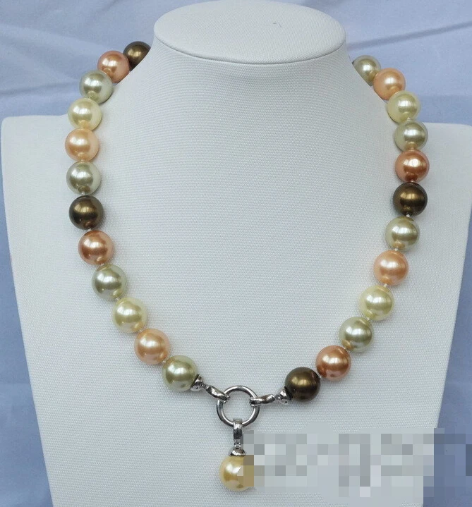 

Charming 14mm Multi Color Sea Shell Pearl necklace 18"