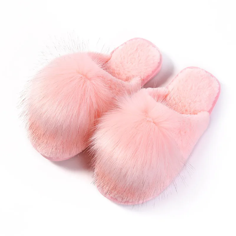 

RASS PLE Fur Slippers Soft Plush Ball Room fluffy Slippers 2018 Winter Warm Indoor Slippers Home basic slippers Women Shoes