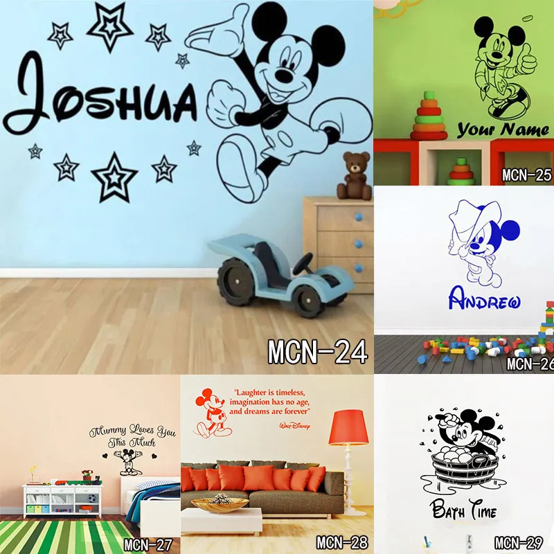 Disney Baby Микки Маус теплые наклейки на стену с именем заказ настенные для девочек и