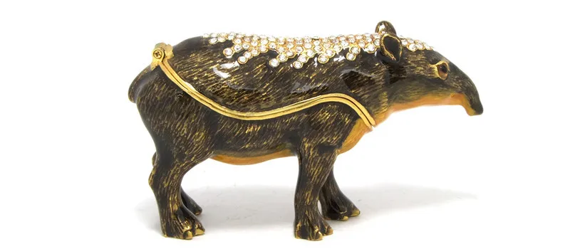 

QIFU Small Zinc Alloy Anteater Home Decor Craft Enameled with Rhinestone Crystal Jewelry Trinket Box Figurine