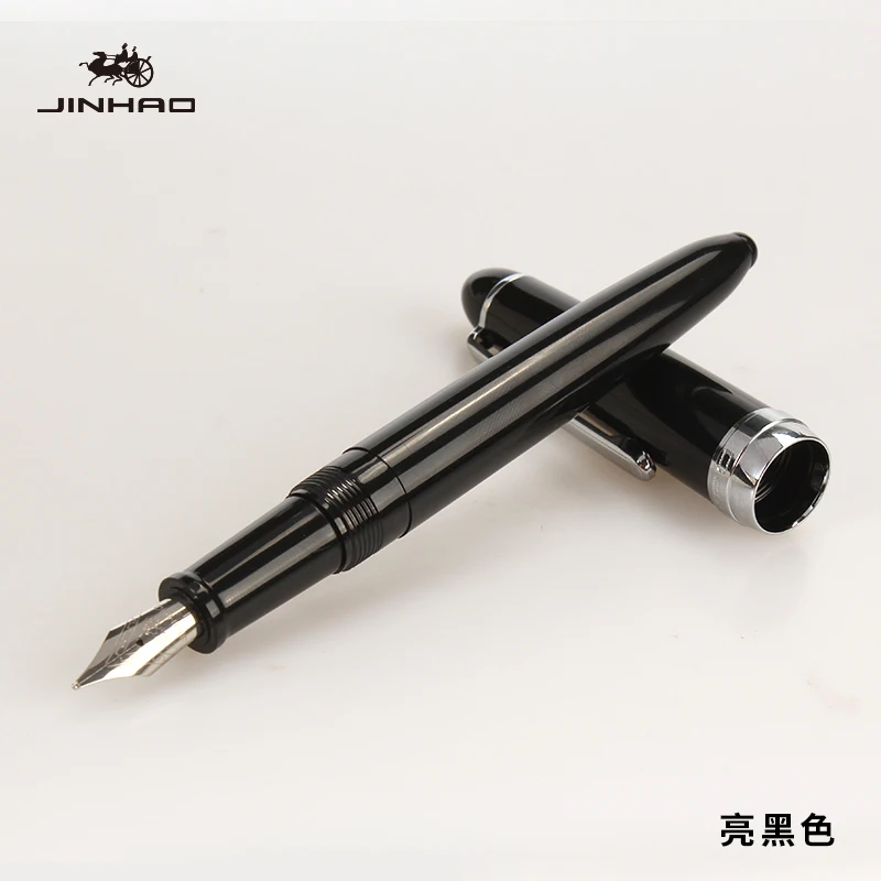 Bright black 12 цветов на выбор JINHAO 992 авторучка 0,5 мм Серебряный зажим чернила студенческие ручки письма канцелярские школьные и офисные принадлежности - Цвет: Bright black