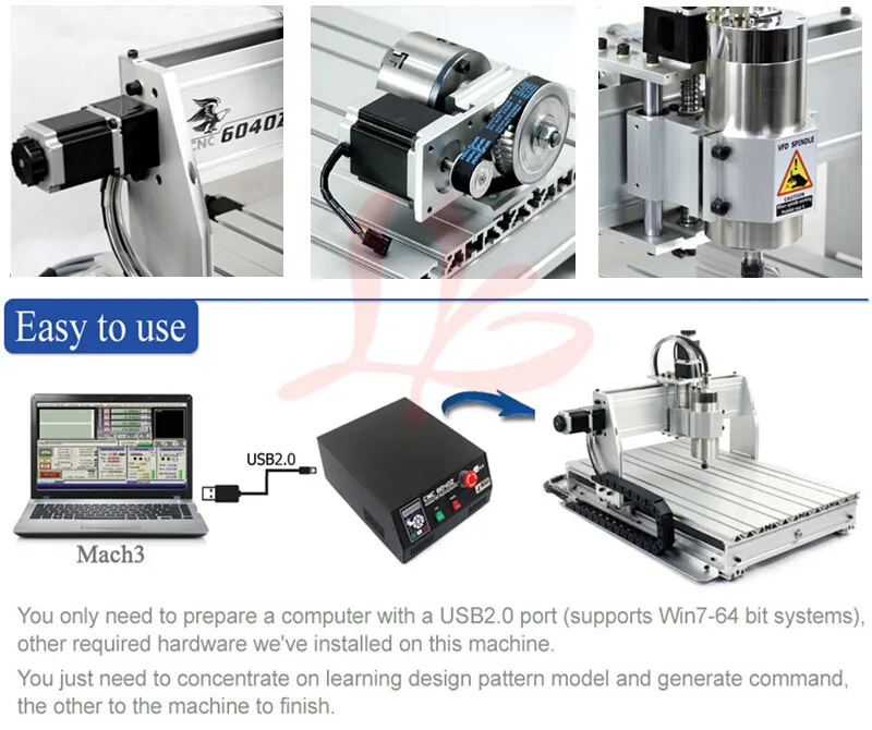 ЧПУ 2200 W YOOCNC гравировки 6040Z ШВП USB с ЧПУ ER16 цанговый для деревообработки