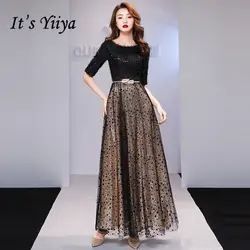 Это YiiYa вечернее платье 2019 черный коричневый модный пэчворк кисточка пайетки молния Вечерние платья TR018 A-Line robe de soiree