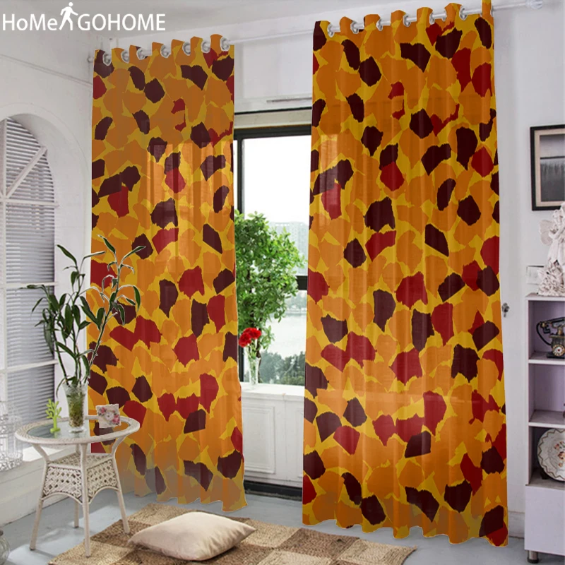 

Orange Geometric Gordijnen Cortinas Para La Sala Tulle Curtains For Living Room Children's Room Sheer Window Curtain For Bedroom