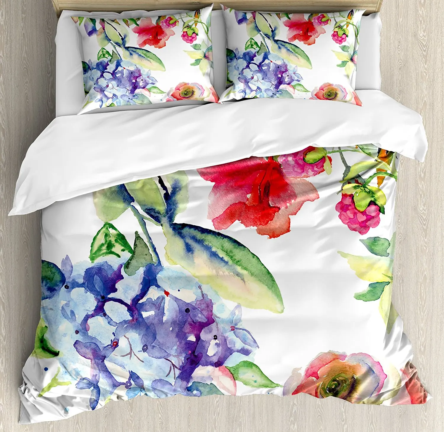 Duvet Cover Set, Flowers Branch Bloom Beauty of Flourishing Season