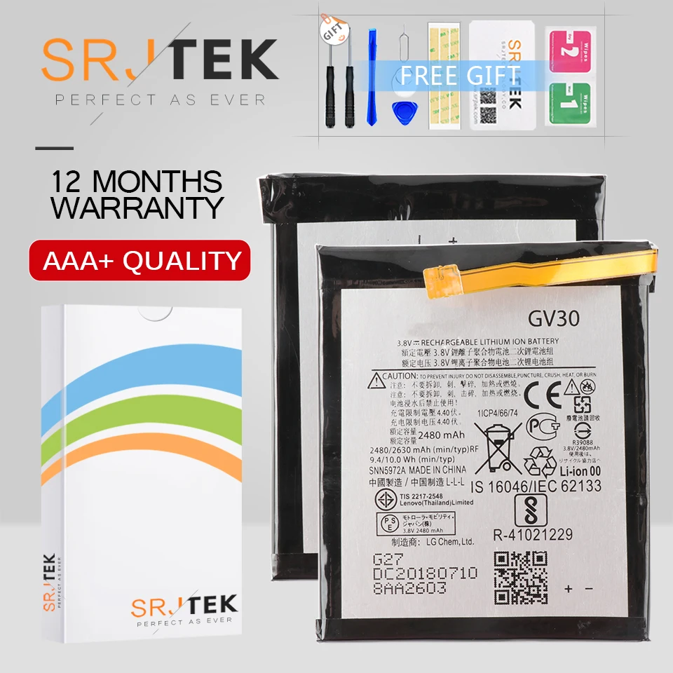 

Srjtek For Motorola Moto Z XT1650 Battery GV30 2480mAh For Moto Z Battery Droid XT1650-01 XT1650-03 XT1650-05 SNN5972A