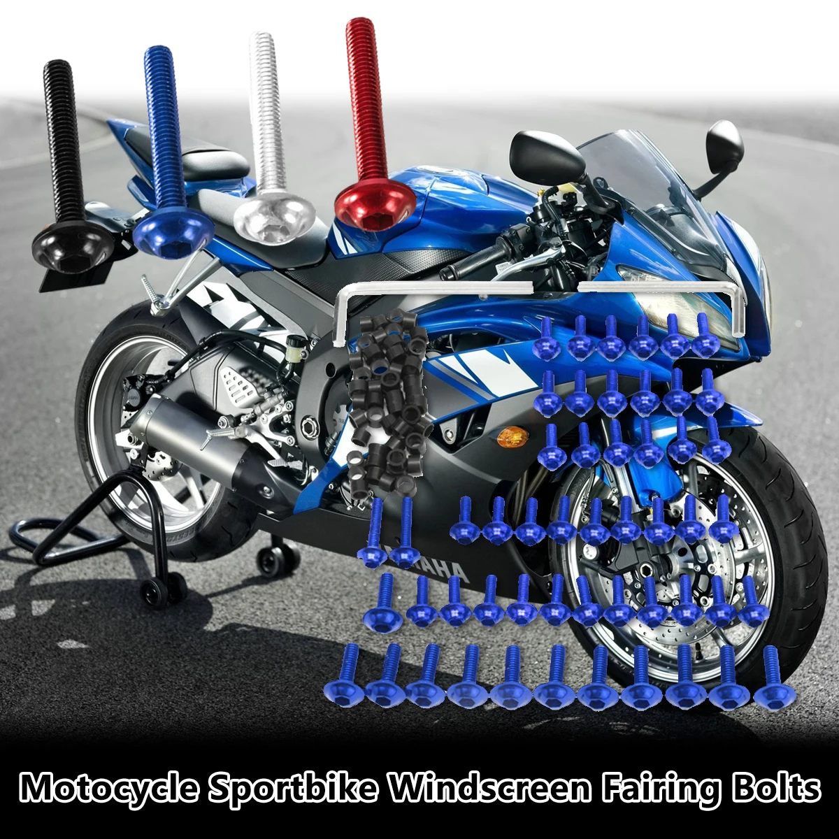 

158pcs Motorcycle Fairing Bolts Kit Fastener Clips Screw For Yamaha YZF R6 1999 2000 2001 2002