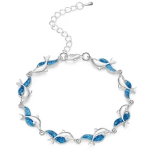 Шарм Летний Дельфин браслет с черепахами синий опал серебряный цвет ручной цепи пляж женский ювелирный браслет Bijoux