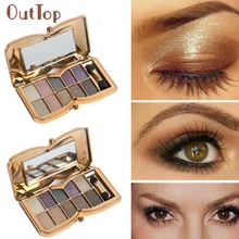 Красота Девушка 10 цветов мерцающие тени для век Палитра Макияж Косметический набор 12 октября