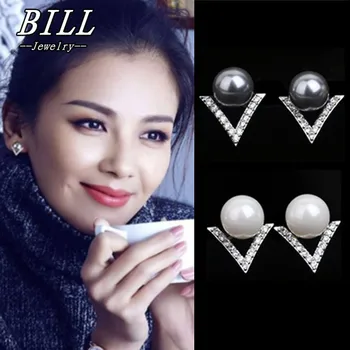 Stud Earrings Elegant Simulated Pearls Earring Brincos boucle d’oreille 2018 Crystal Bijoux HOT Selling