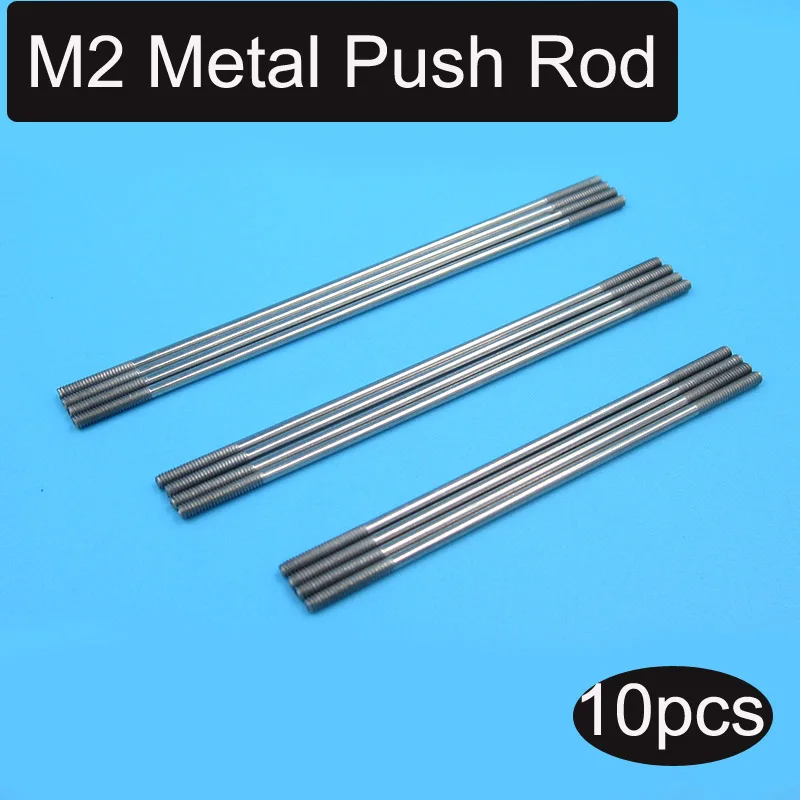 

10pcs M2 Pull Rod Double Threaded L10mm Push Rod Metal Connecting Rod Shaft Servo Linkage Tail Pushrod Accessories for RC Boats