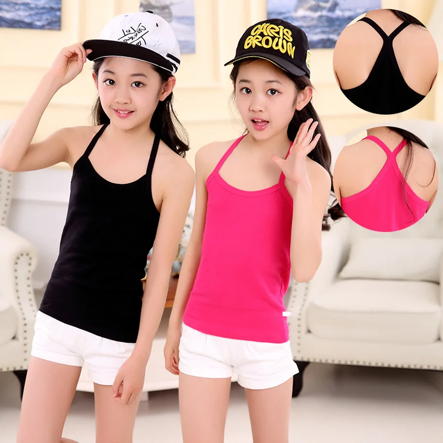 

Sleeveless Tshirt for Kids Children Girl Tee Tops Summer Fashion Solid Cotton Soft T-shirt for Toddler Tee Teenager Boy T-shirt