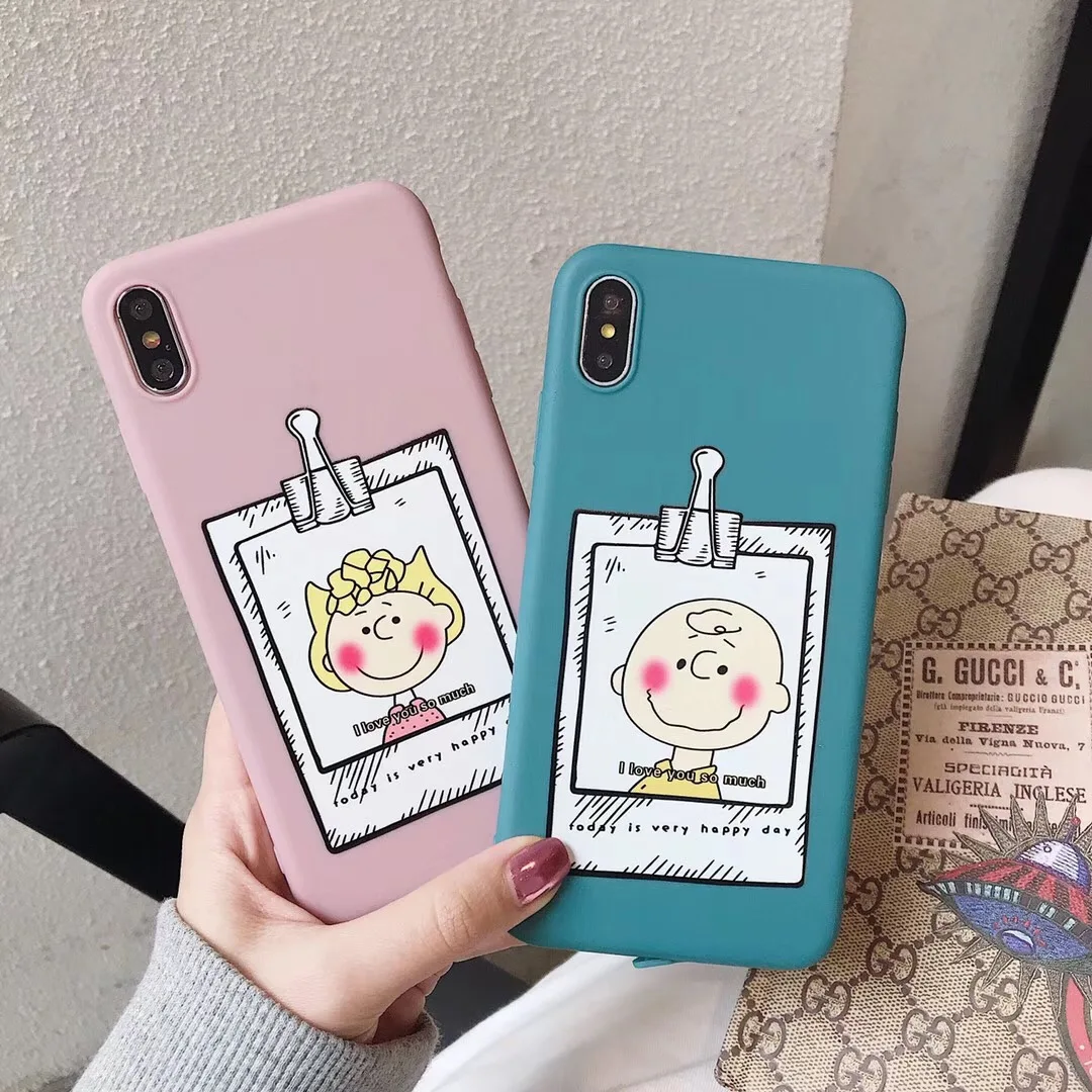 

Cute Japanese cartoon Charlie Brown Lucy phone case For iphone Xs MAX XR Xs X 6 6s 7 8 plus Candy soft TPU back cover Fundas