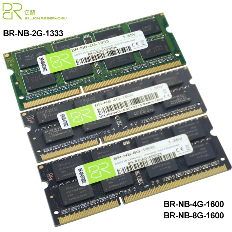 BR все новые DDR3 2GB ram Memoria 1333MHZ DDR3 4GB 8GB 1600MHZ SODIMM DDR3 Memory 1,35 V 1,5 V 204PIN 64bit для ноутбука