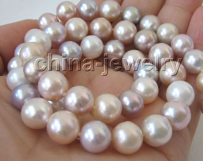 

AAA + 17" 10-11mm natural multicolor round freshwater pearl necklace