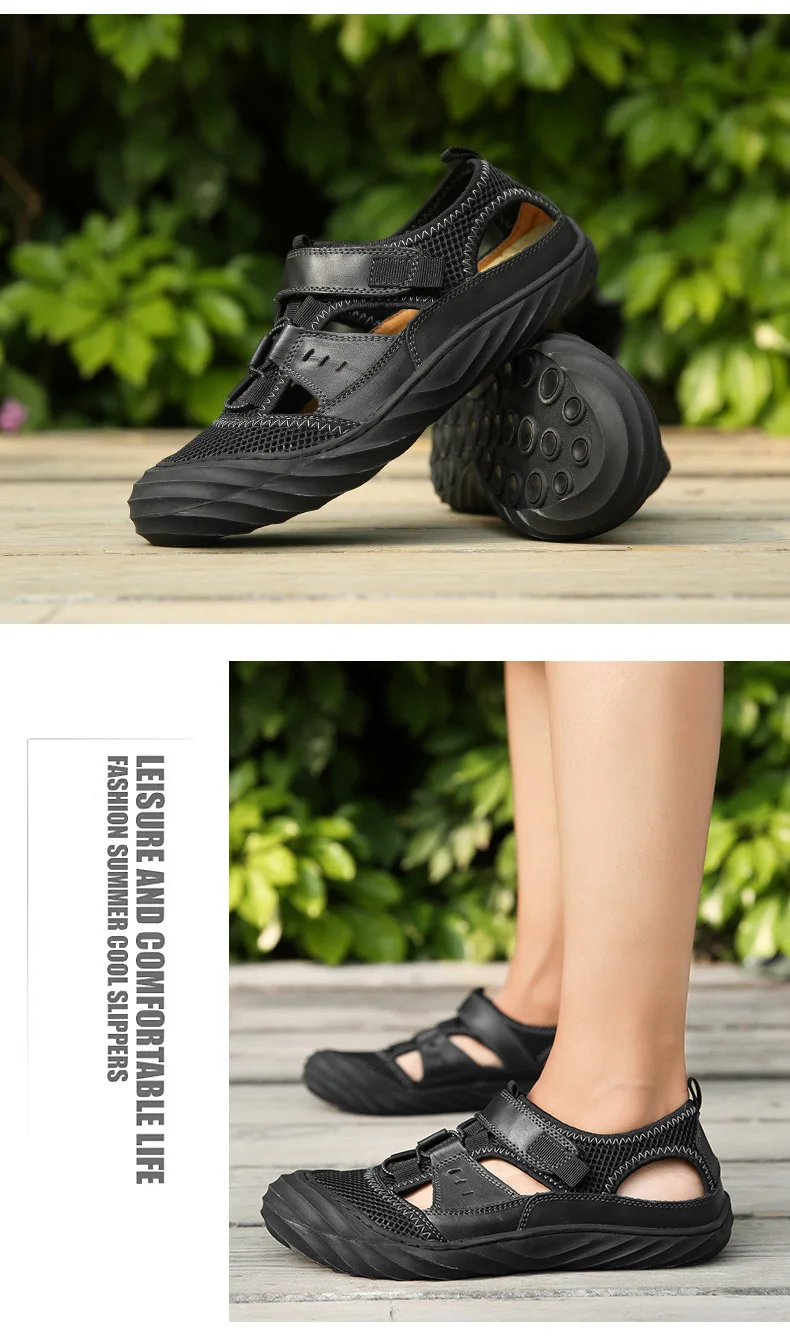 Misalwa Лидер продаж летния обувь Шлепанцы для мужчин сетки ручной работы кожаные дышащие сандалии Hommes пляжные Рыбак повседневная обувь