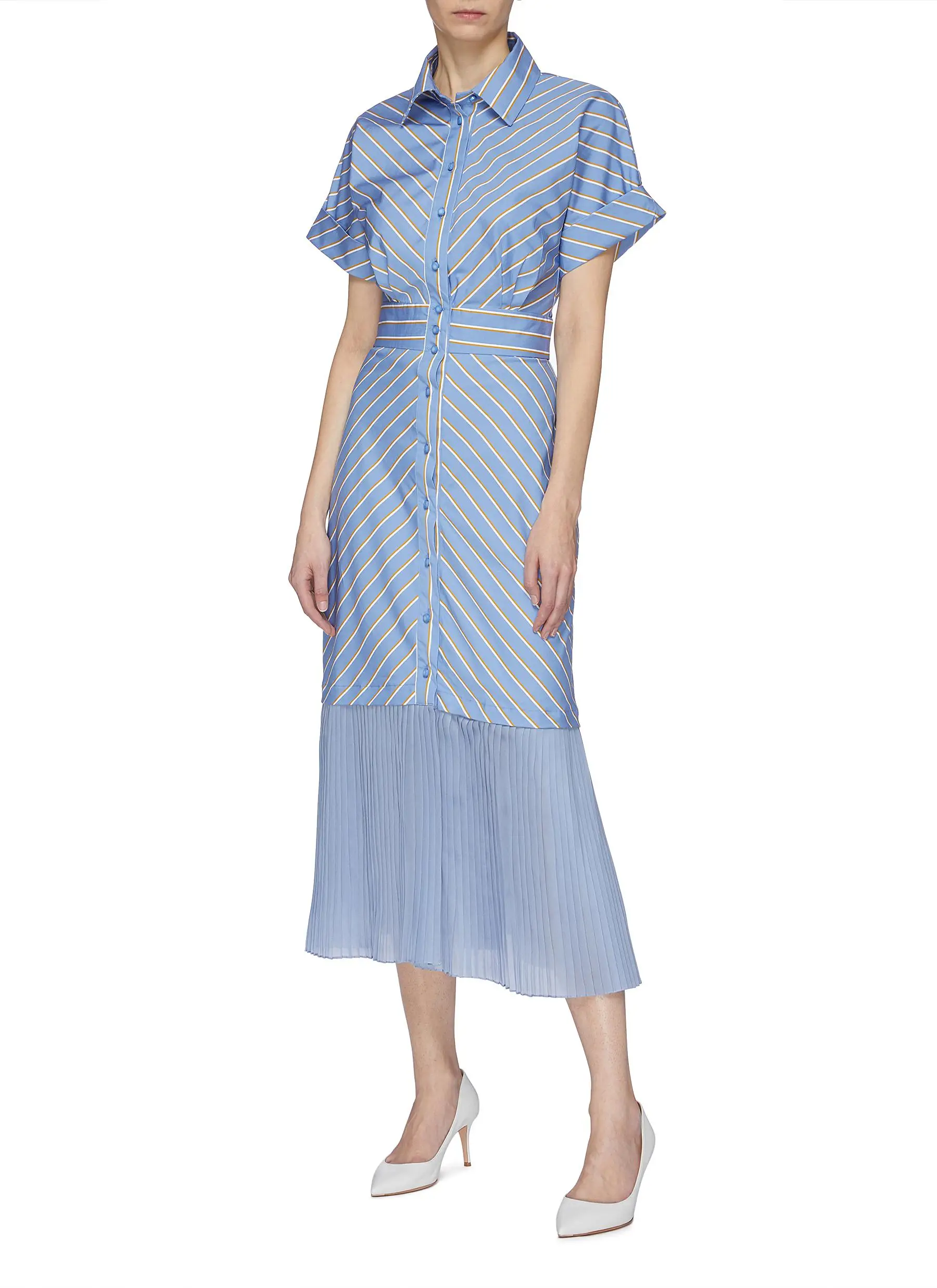 

2019 New Arrival Blue Strips Printed Slim Dress 190620LI04