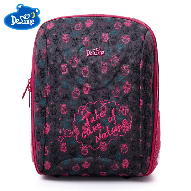 Delune جديد العظام المدرسية الفتيات الأزياء العلامة التجارية الابتدائية الصف 1-5 الكرتون الدب الظهر الاطفال للماء حقيبة مدرسية للأولاد
